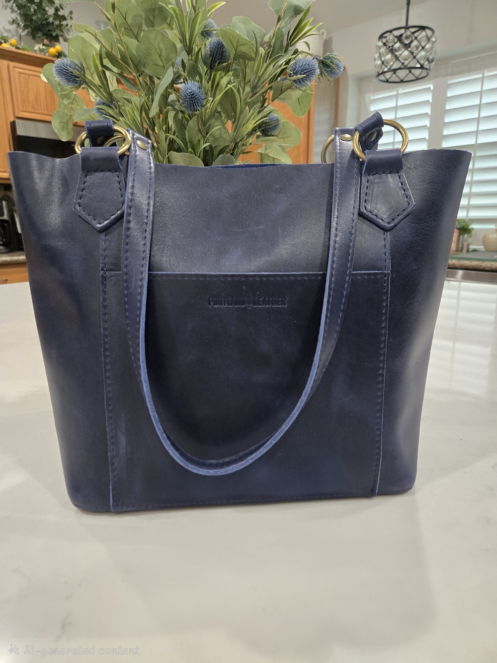Portland Leather Goods Market Tote In Cowbpy Blue